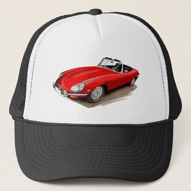 Gorra De Camionero Coche del rojo de Jaguar XKE (Anverso)