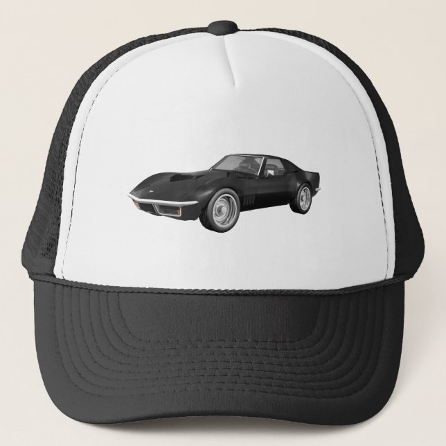 Gorra De Camionero Coche deportivo Corvette 1970: Fin negro (Anverso)