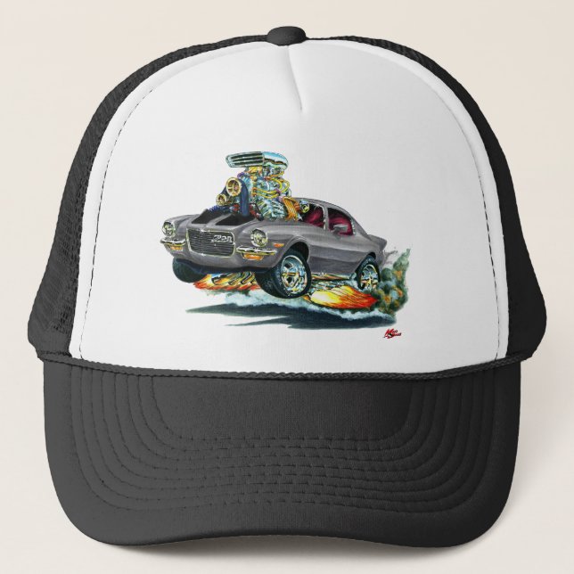 Gorra De Camionero Coche Gris-Negro 1970-72 de Camaro (Anverso)