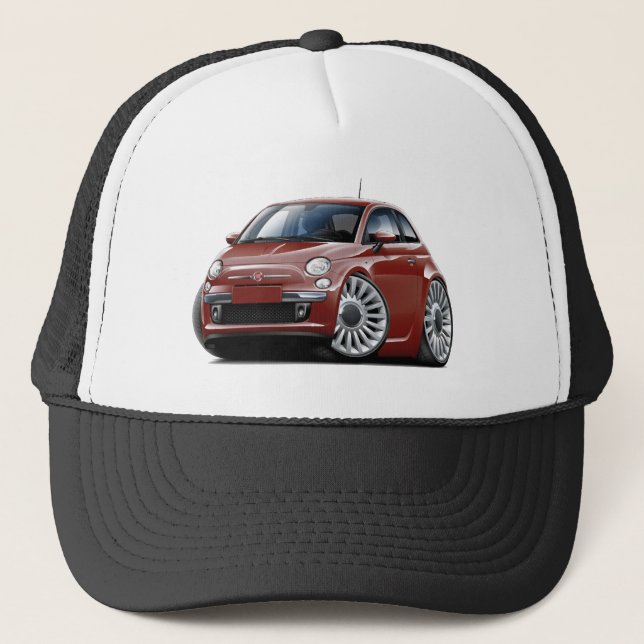 Gorra De Camionero Coche marrón de Fiat 500 (Anverso)
