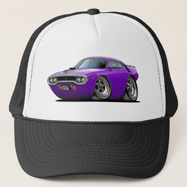 Gorra De Camionero Coche Púrpura-Negro 1971-72 del Roadrunner (Anverso)