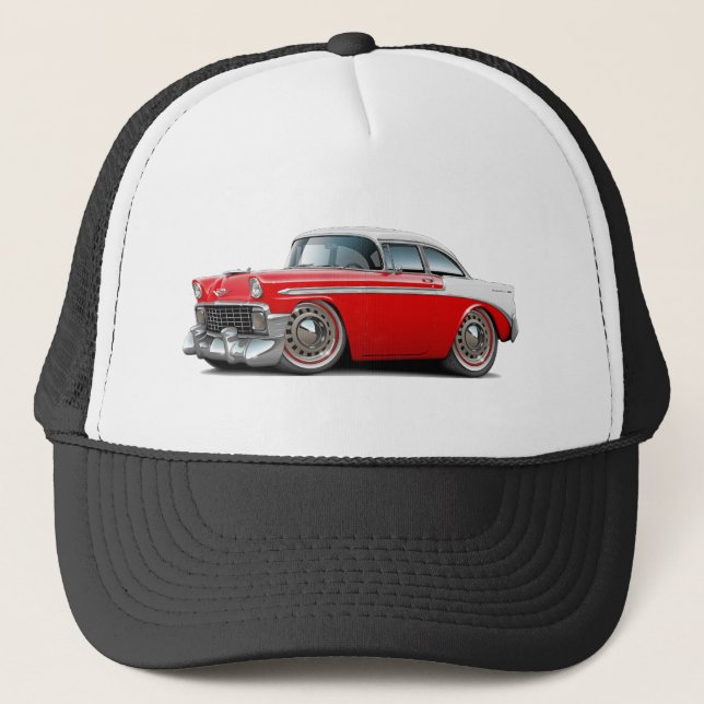 Gorra De Camionero Coche Rojo-Blanco 1956 de Chevy Belair (Anverso)