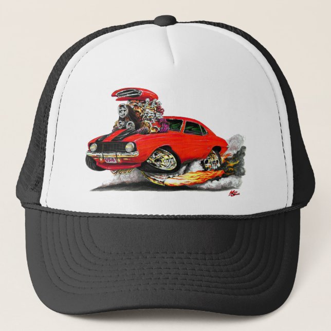 Gorra De Camionero Coche Rojo-Negro 1969 de Camaro SS (Anverso)