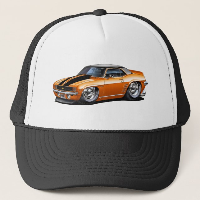 Gorra De Camionero Coche superior Naranja-Negro 1969 de Camaro (Anverso)