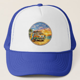 Gorra De Camionero Coche Surf Retro Años 60 Hippie Vida Playa Atardec