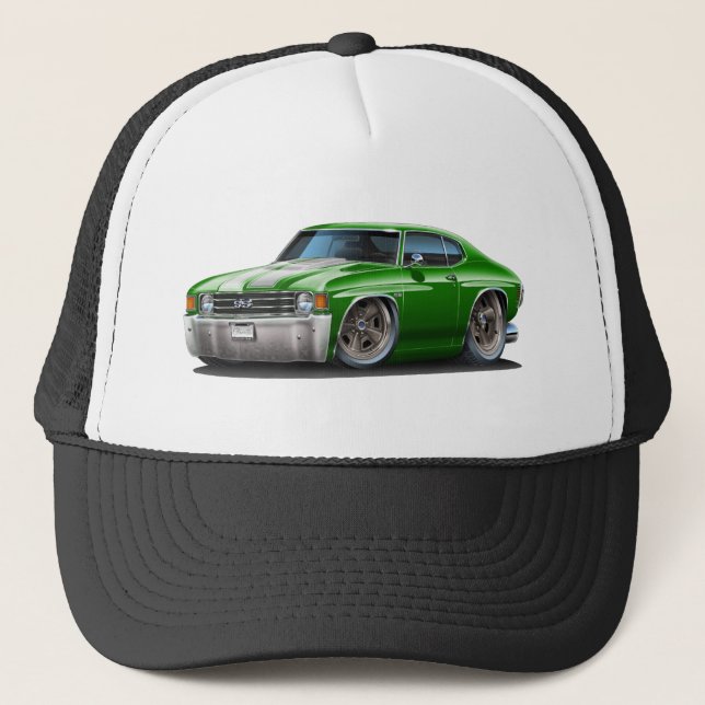 Gorra De Camionero Coche Verde-Blanco 1971-72 de Chevelle (Anverso)