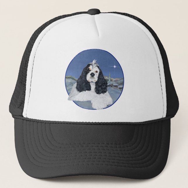 Gorra De Camionero Cocker Spaniel Americano Navidad (Anverso)