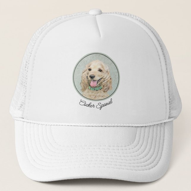 Gorra De Camionero Cocker Spaniel Buff Painting - Original Dog Art (Anverso)