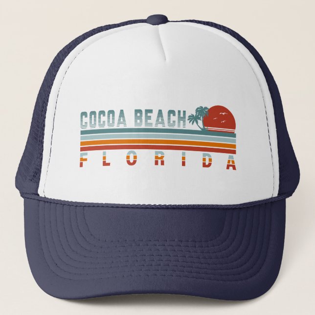 Gorra De Camionero Cocoa Beach Florida Retro Sunset Souvenirs 60 (Anverso)
