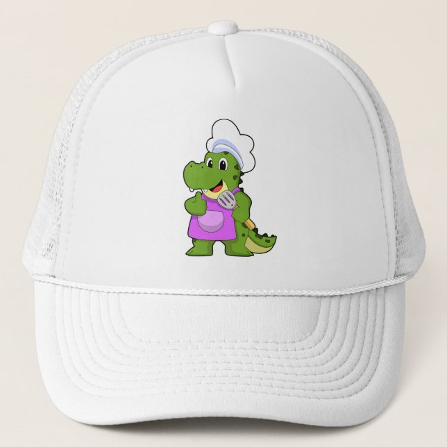 Gorra De Camionero Cocodrilo como cocinero con espátula (Anverso)