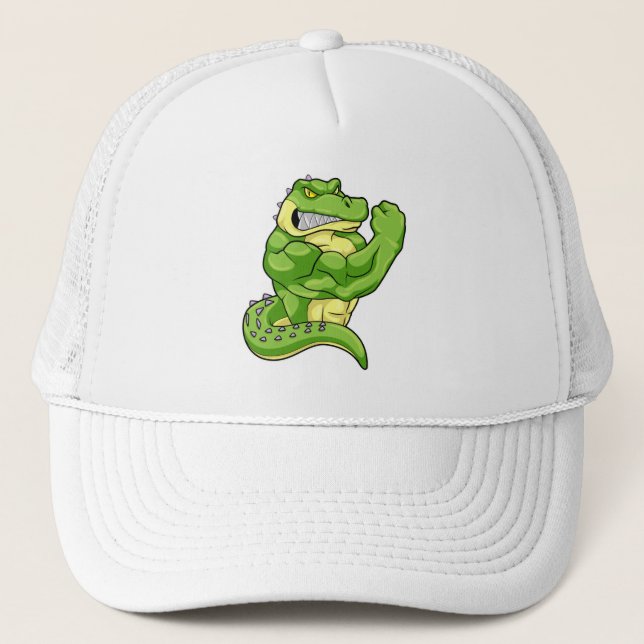 Gorra De Camionero Cocodrilo como constructor de cuerpos con músculos (Anverso)