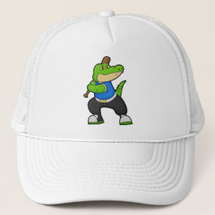 Gorra De Camionero Cocodrilo de béisbol con bate de béisbol
