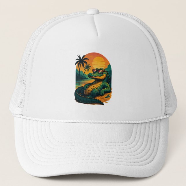 Gorra De Camionero Cocodrilo de verano interminable - Retro (Anverso)