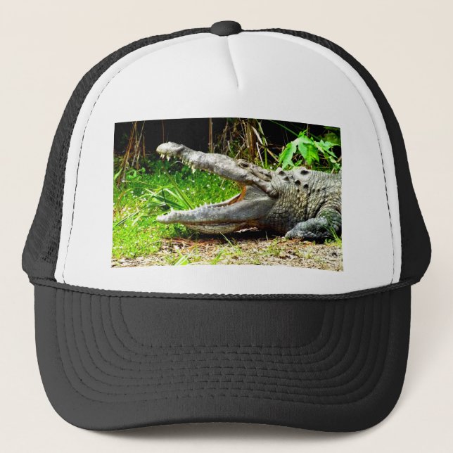 Gorra De Camionero Cocodrilo gigante con su boca abierta (Anverso)