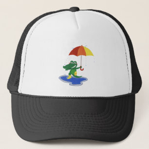Gorra De Camionero Cocodrilo lindo debajo de la lluvia