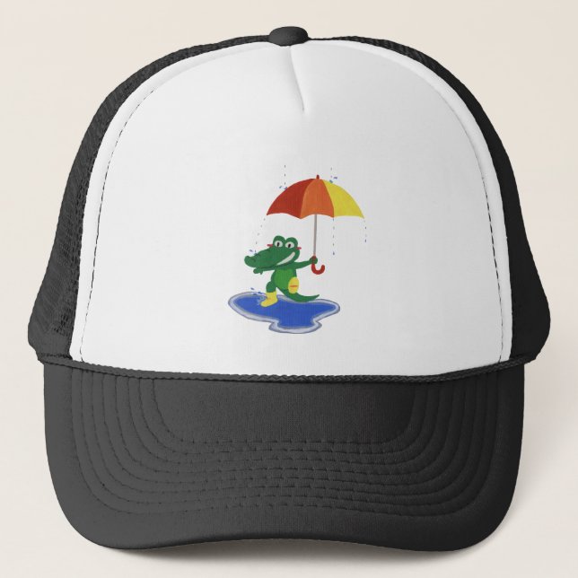 Gorra De Camionero Cocodrilo lindo debajo de la lluvia (Anverso)