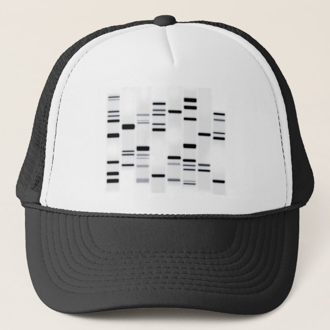 Gorra De Camionero Código de ADN Arte negro en blanco (Anverso)
