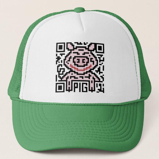 Gorra De Camionero Código de QR el cerdo (Anverso)