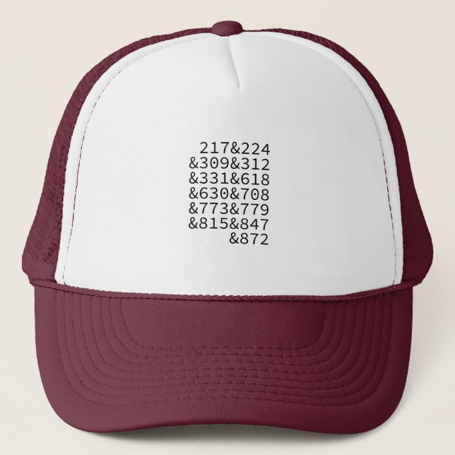 Gorra De Camionero Códigos de área de Illinois (Anverso)
