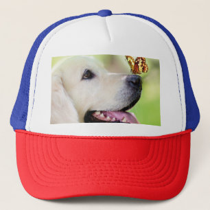 Gorra De Camionero Cojín decorativo De Labrador Y Mariposa