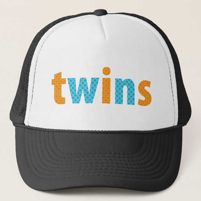 Gorra De Camionero COLECCIÓN DE TWINS - niños {naranja + aqua} (Anverso)