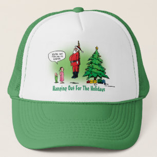 Gorra De Camionero Colgando a Santa Dibujo Animado Retorcido