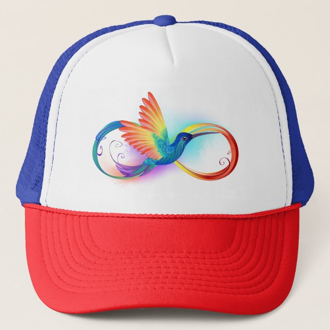Gorra De Camionero Colibrí arcoiris con símbolo Infinity (Anverso)