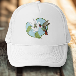 Gorra De Camionero Colibrí Lirio Azul Art Nouveau 