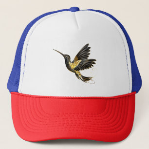 Gorra De Camionero Colibrí negro y dorado