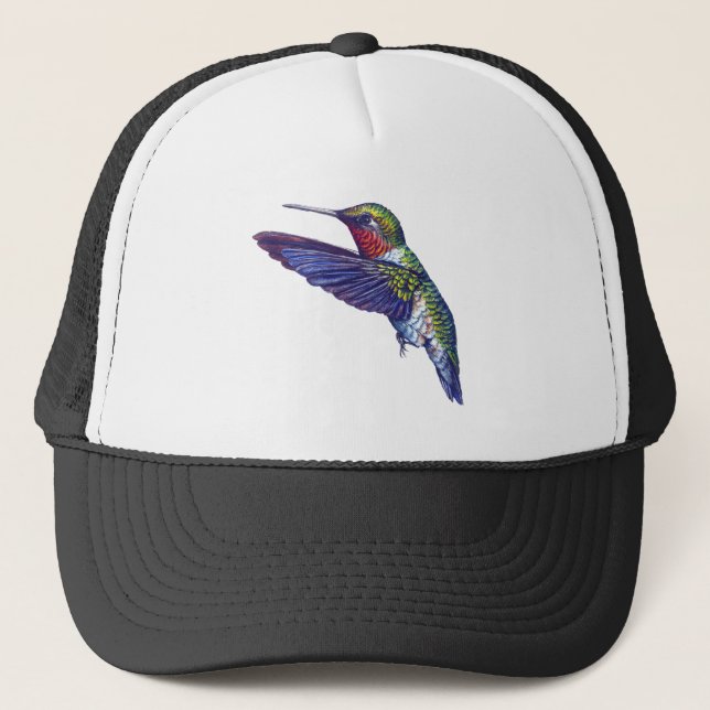Gorra De Camionero Colibrí Throated de rubíes (Anverso)