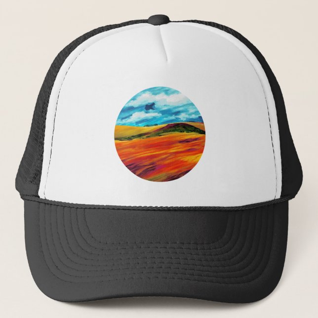 Gorra De Camionero Colinas rojas amarillas (Anverso)