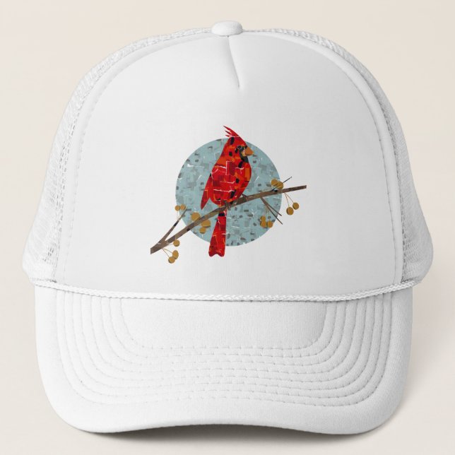 Gorra De Camionero Collage de aves cardinales navidades (Anverso)