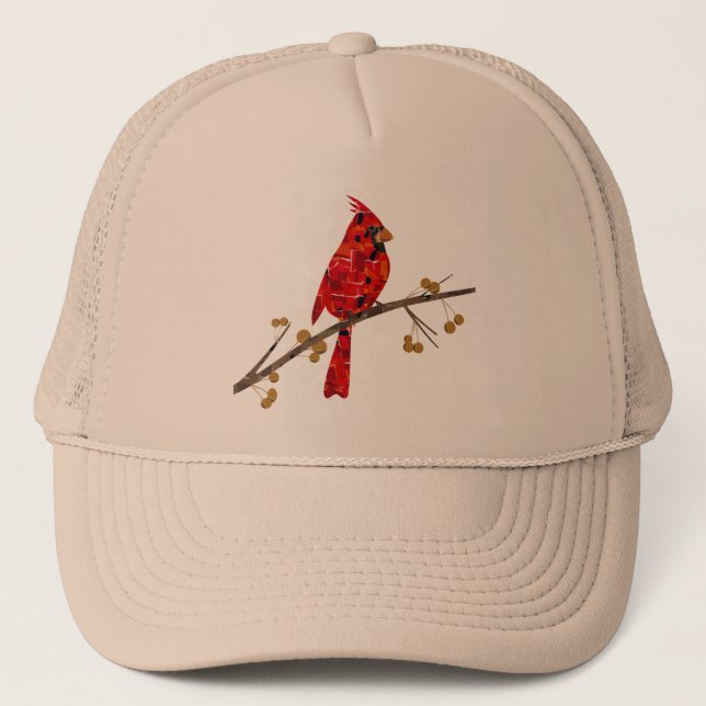 Gorra De Camionero Collage de cardenal de Navidad (Anverso)