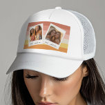 Gorra De Camionero Collage de fotos de Instagram con franjas colorida<br><div class="desc">Añadir texto y fotos personalizados - Una plantilla perfecta para un adolescente que va a la universidad. Agregue dos imágenes a este marco retro y nombres y fechas personalizados para hacer un recuerdo perfecto.</div>
