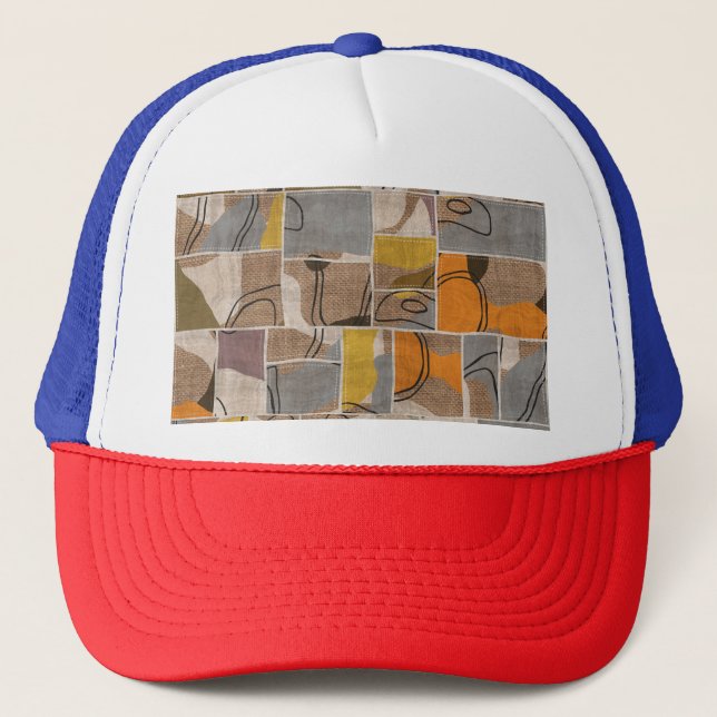 Gorra De Camionero Collage de mosaico, patrón de mezcla de tejido (Anverso)
