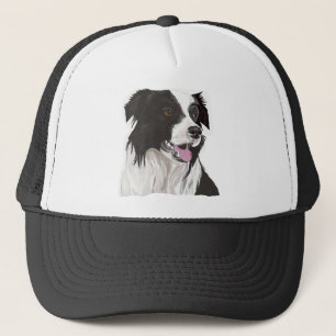 Gorra De Camionero Collie negra y blanca con ojos marrones
