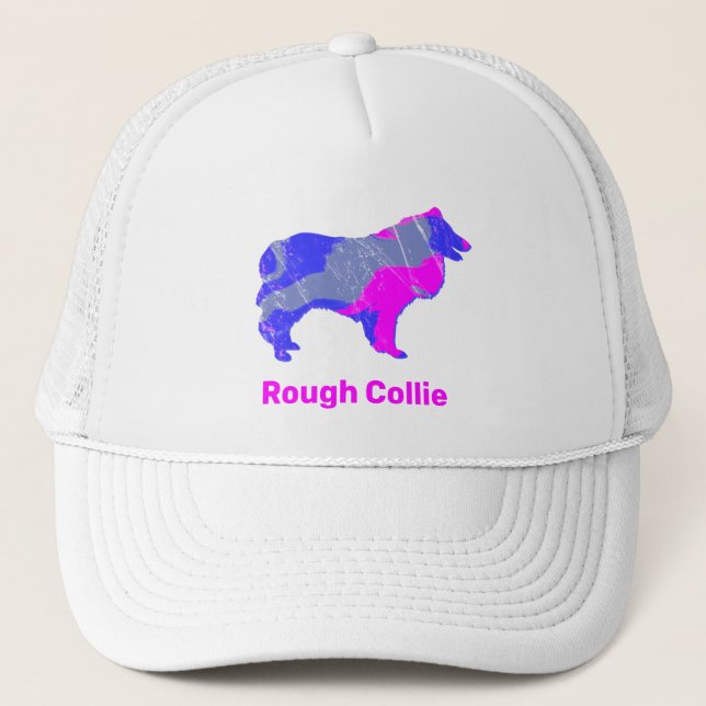 Gorra De Camionero Collie Rough Dog Cute Personalizado de silueta ros (Anverso)