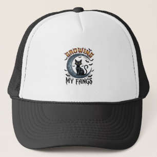 Gorra De Camionero Colmillos Crecientes Gato Negro Luna Creciente Mur