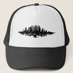 Gorra De Camionero Color de la acuarela del Skyline de Nueva York neg