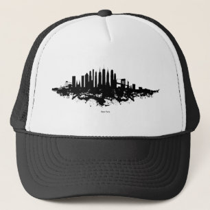 Gorra De Camionero Color de la acuarela del Skyline de Nueva York neg