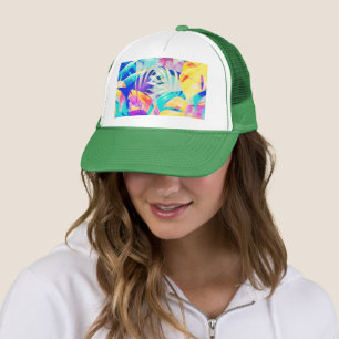 Gorra De Camionero Color del pastel floral abstracto moderno