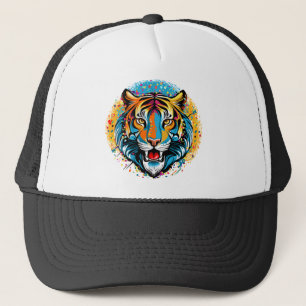 Gorra De Camionero Colores de arcoíris de cabeza de tigre pintan manc