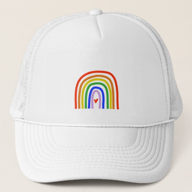 Gorra De Camionero Colores primarios arcoiris dibujados a mano Corazó (Anverso)