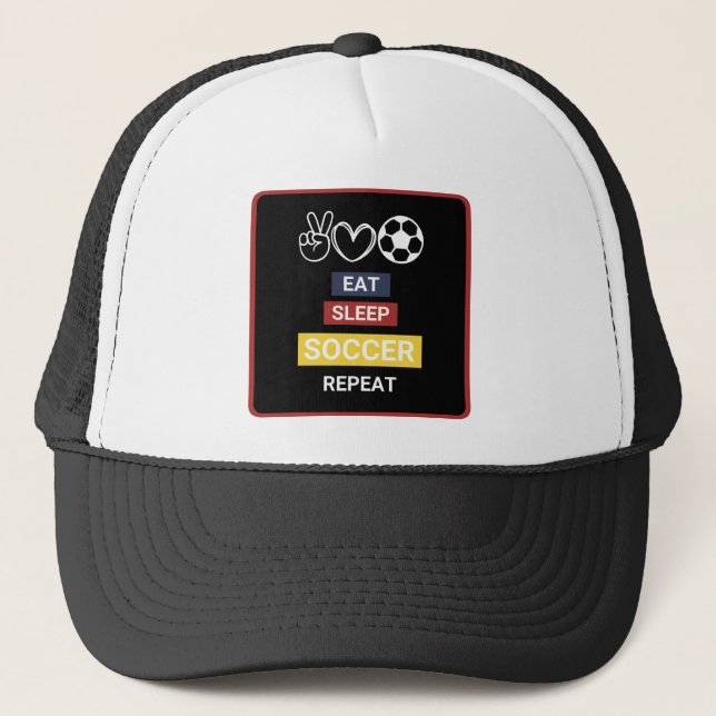 Gorra De Camionero Coma, duerme, fútbol, repite (Anverso)