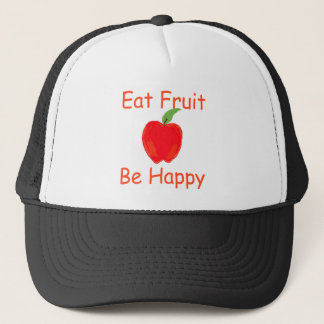 Gorra De Camionero Coma la fruta, sea feliz con Apple rojo crujiente
