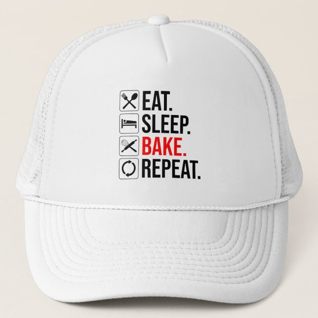 Gorra De Camionero Come. Duerme. Bake. Repite (Anverso)