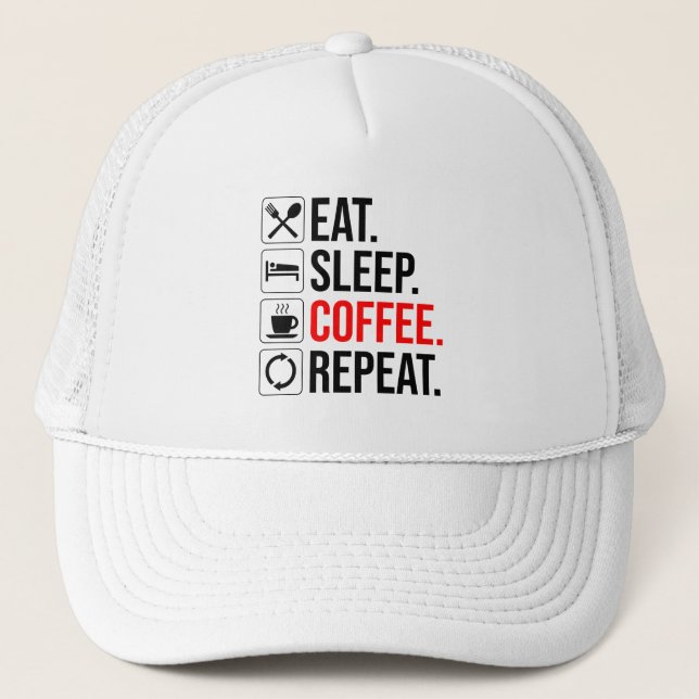 Gorra De Camionero Come. Duerme. Café. Repite (Anverso)