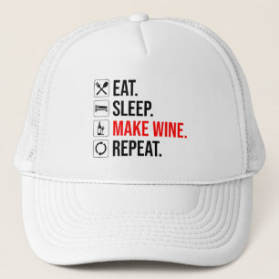 Gorra De Camionero Come. Duerme. Haz vino. Repite