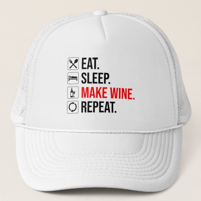 Gorra De Camionero Come. Duerme. Haz vino. Repite (Anverso)