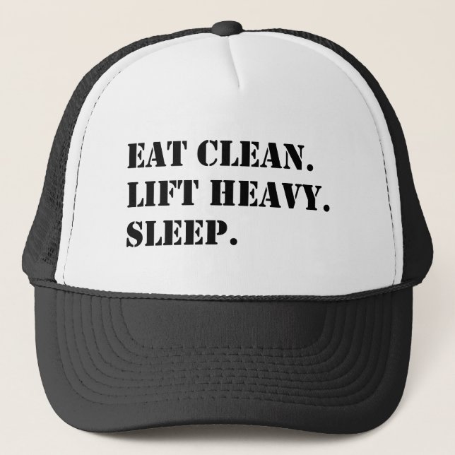 Gorra De Camionero Come Limpio. Levantar fuerte. Duerme. (Anverso)